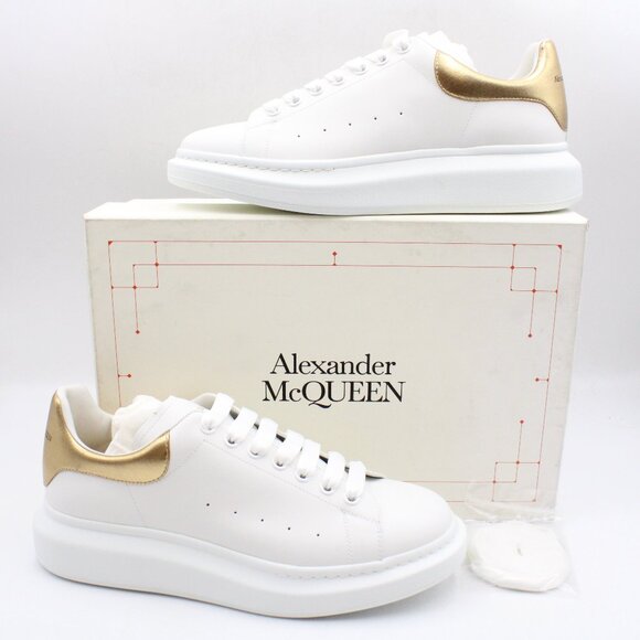 NWD Alexander McQueen Larry Oversized Sneakers in White/Gold EU Size 44 - Picture 1 of 13